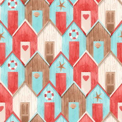 Watercolor vector house pattern