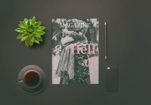 Magazine Layout with Pink Accents