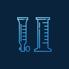 Chemistry Laboratory glassware vector concept outline blue modern icon or sign on dark background
