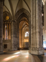 Fototapeta premium Cologne, Germany - May 7, 2015: Sun shines into the Cologne dome