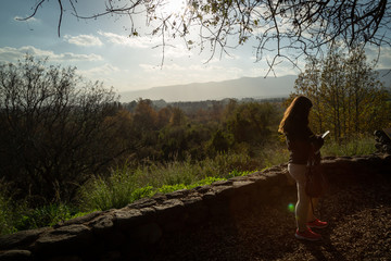 Fototapeta na wymiar Girl in nature of Israel at Dan Nature Reserve