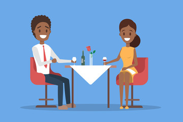 Couple having romantic dinner in the restaurant