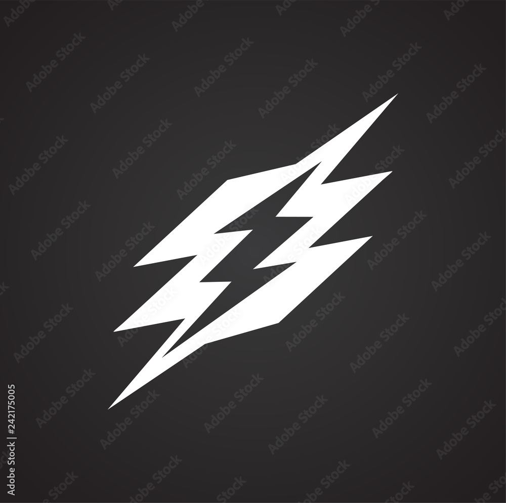 Poster lightning icon on black background for graphic and web design, modern simple vector sign. internet c