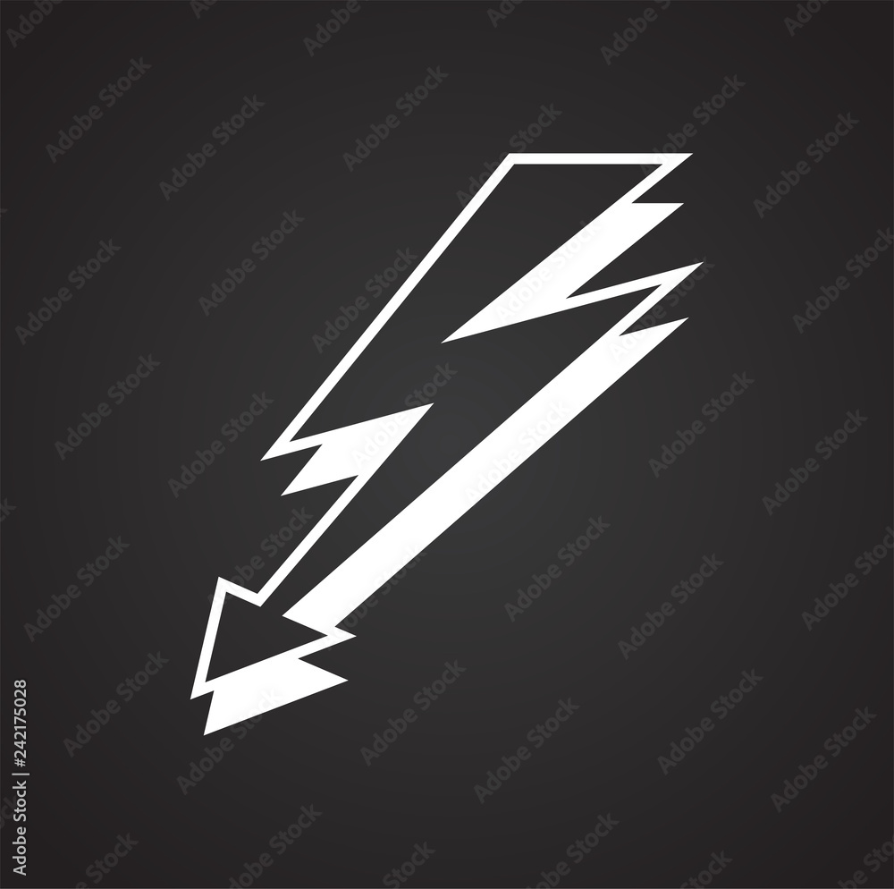 Poster lightning icon on black background for graphic and web design, modern simple vector sign. internet c