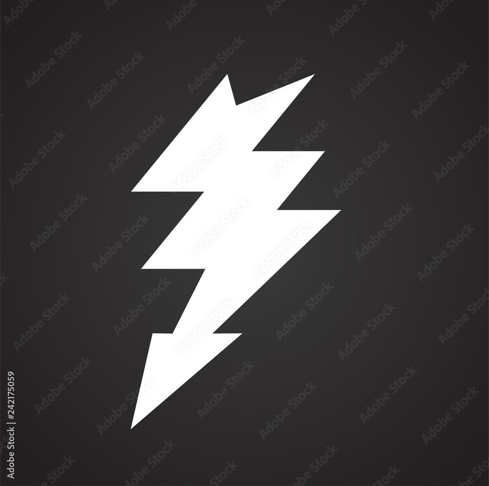 Poster lightning icon on black background for graphic and web design, modern simple vector sign. internet c