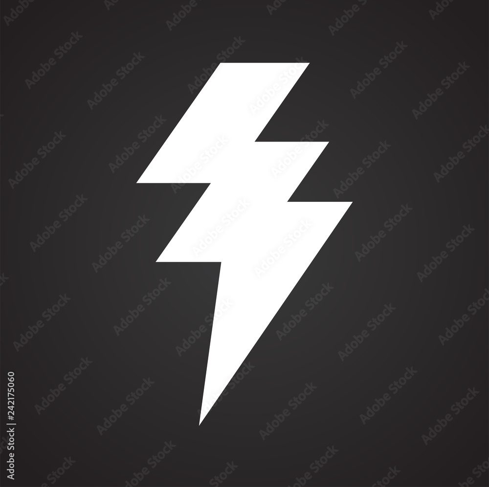 Poster lightning icon on black background for graphic and web design, modern simple vector sign. internet c