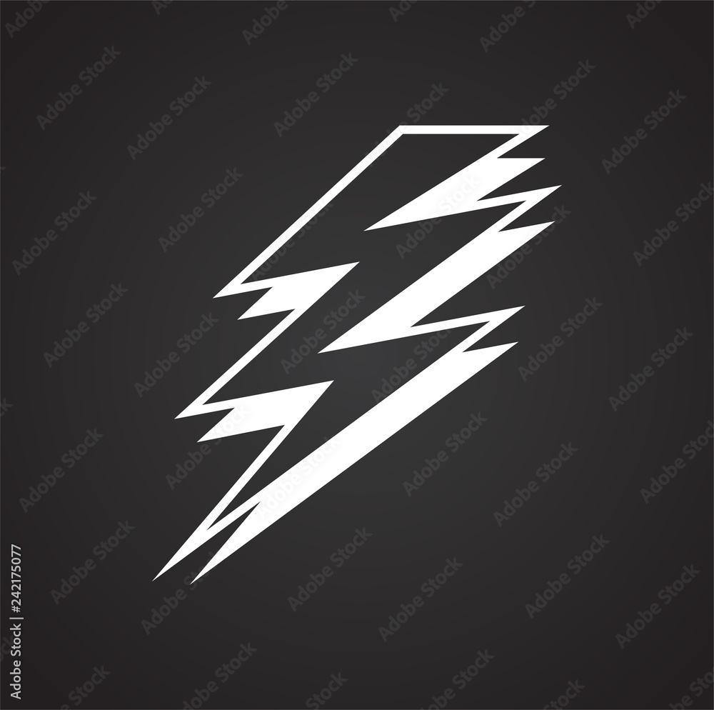 Poster lightning icon on black background for graphic and web design, modern simple vector sign. internet c