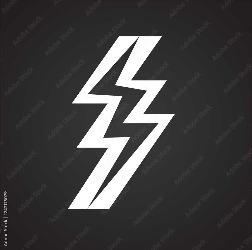 Poster lightning icon on black background for graphic and web design, modern simple vector sign. internet c