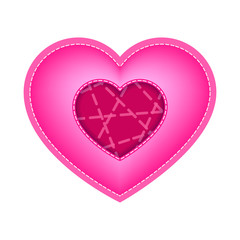 Valentine pink heart with an insert of arbitrary pattern lines in the center. Vector