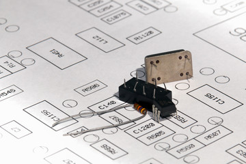 Electronic Parts placed on electronic drawing