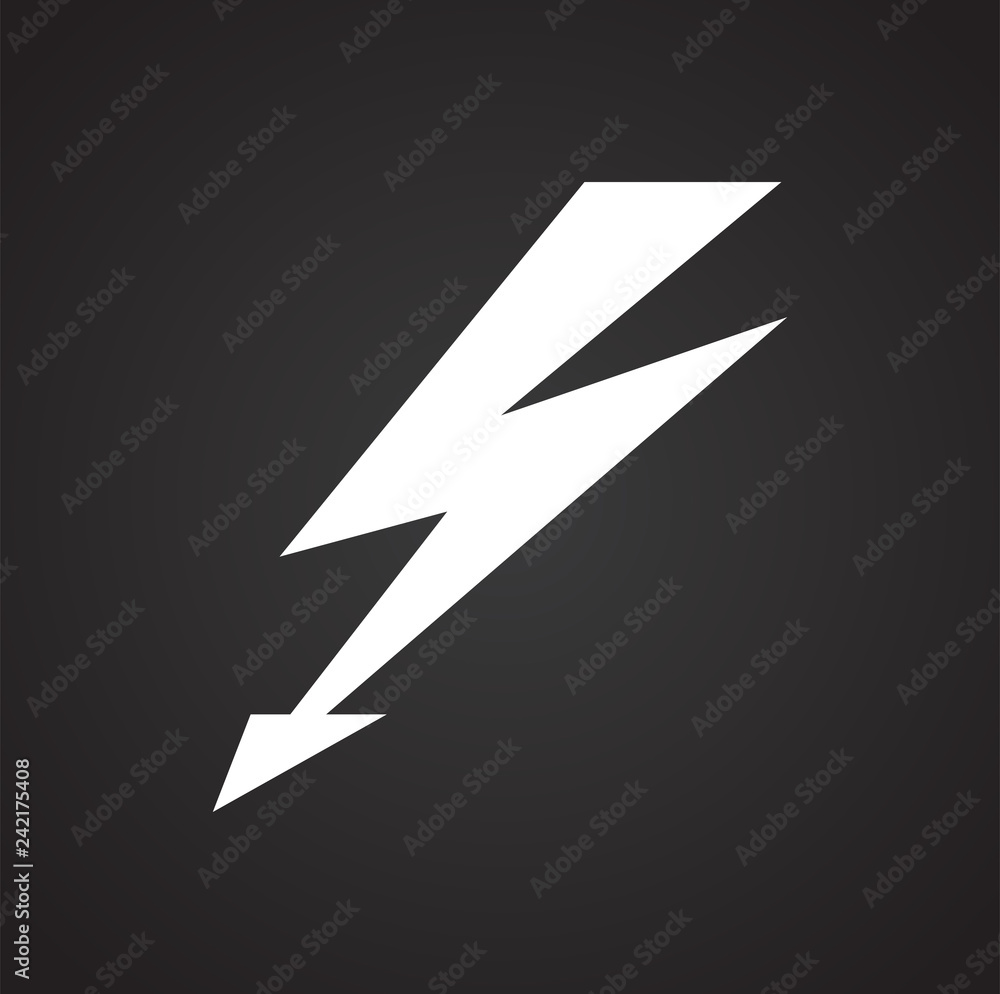 Fototapete Lightning icon on black background for graphic and web design, Modern simple vector sign. Internet concept. Trendy symbol for website design web button or mobile