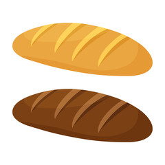 Wheat and rye bread loaf. Vector illustration