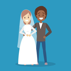 Couple wedding. Bride with bouquet and groom