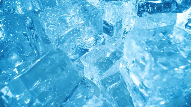 Ice cubes closeup, abstract background.