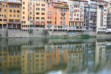 Fototapeta na wymiar Detail of the buildings over Arno River, Florence, Italy - Image