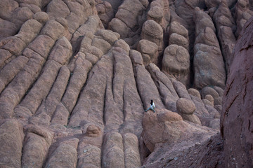 Dedos del Mono, Marrakech, Marruecos. Mujer posando de espaldas