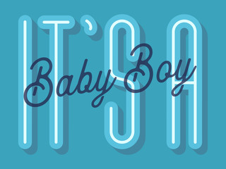 It's a Baby Boy - Baby Shower Card Vector Illustration
