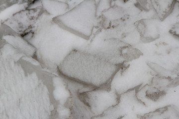 blocks of ice on the snow
