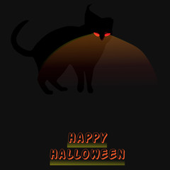 Halloween-Black Cat with Glowing Eyes