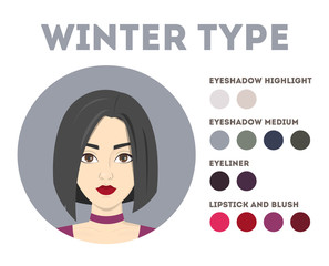 Seasonal color analysis. Winter type. Brochure for women