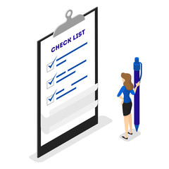 Businesswoman standing at long to do list