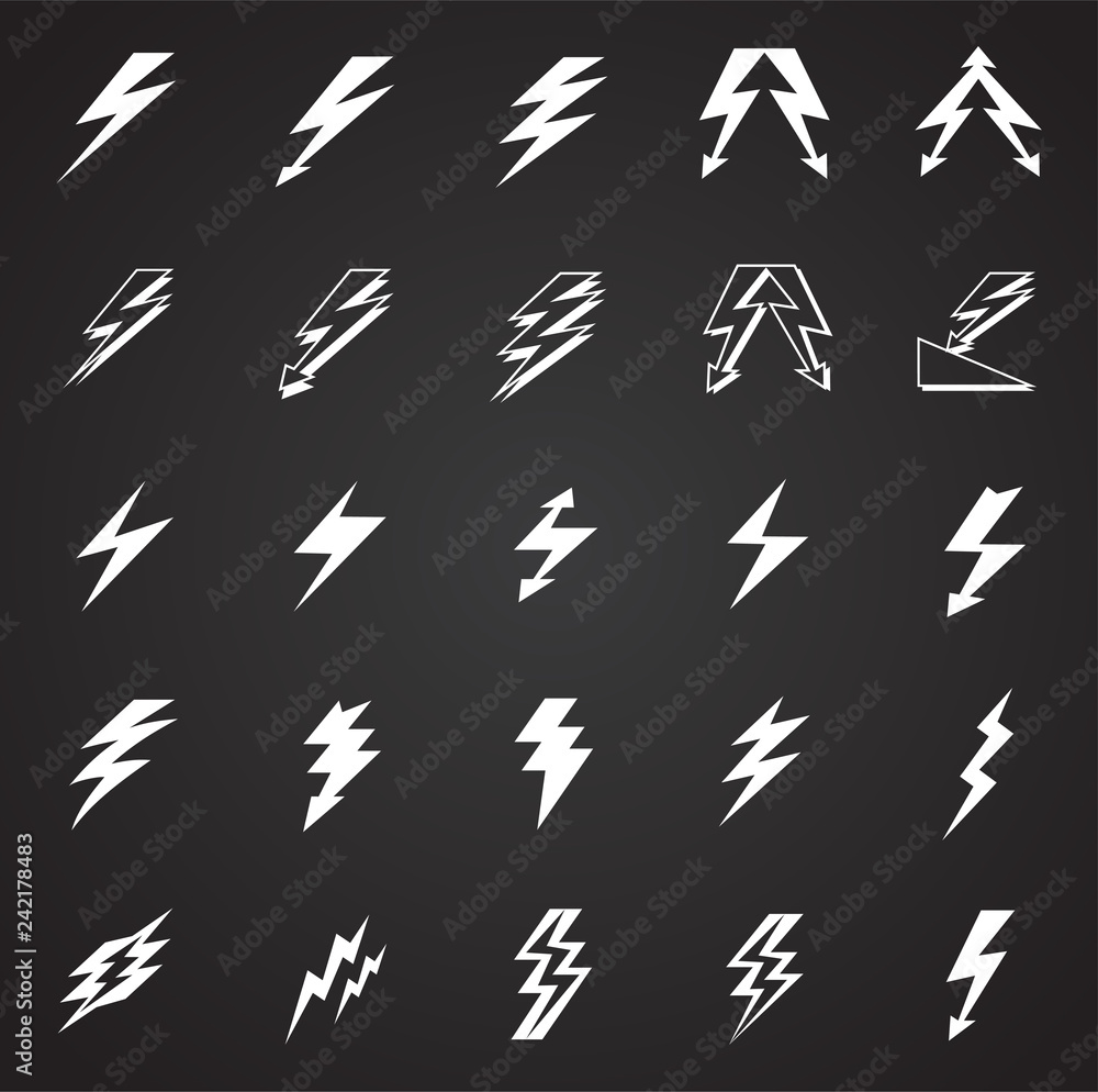 Fototapete Lightning icon set on black background for graphic and web design, Modern simple vector sign. Internet concept. Trendy symbol for website design web button or mobile