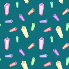 gouache magic seamless pattern with color crystal