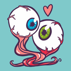 Couple love eyeball icon. Hand drawn illustration of couple love eyeball vector icon for web design