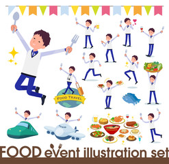 Fototapeta premium flat type Store staff Blue uniform men_food festival