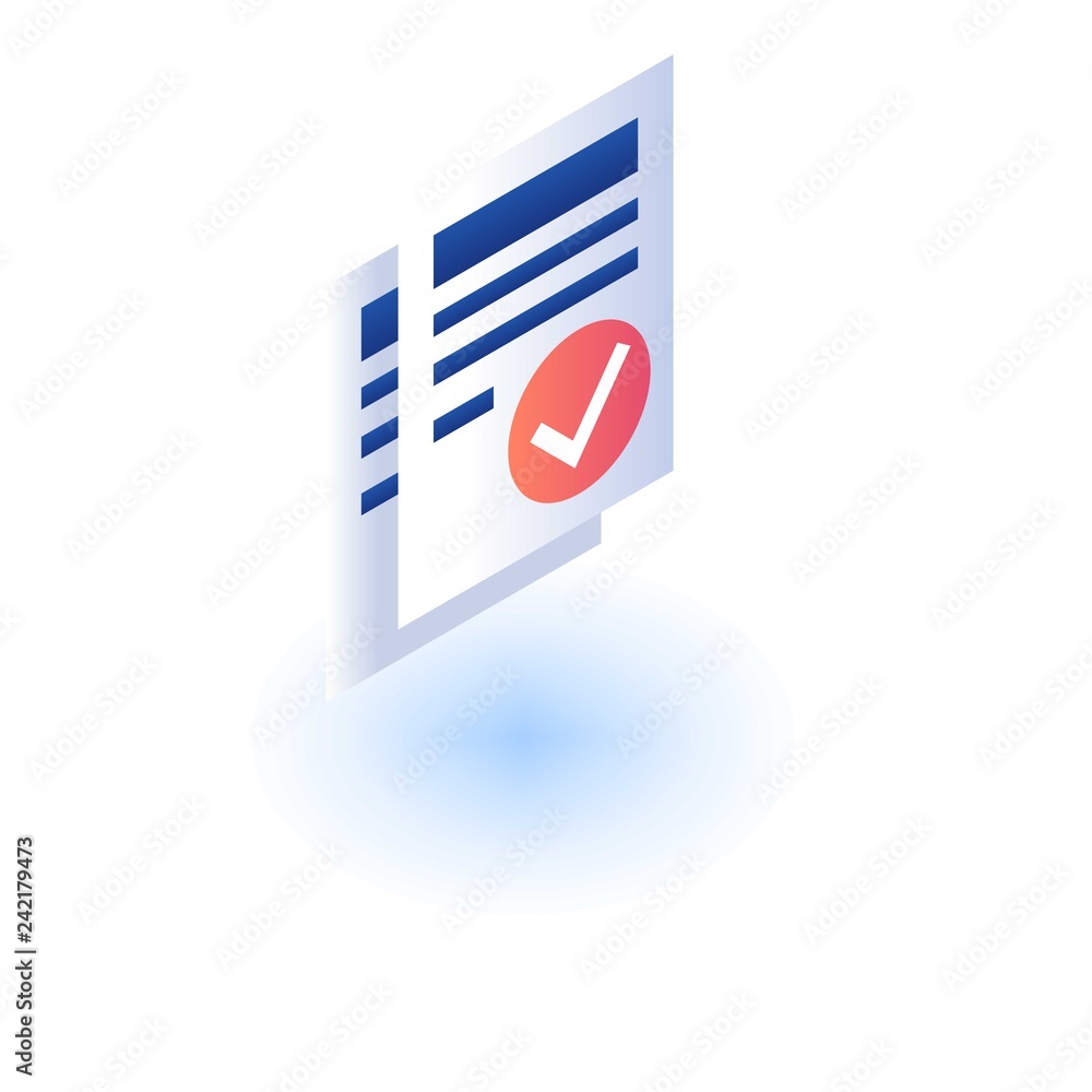 Poster checked paper icon. isometric of checked paper vector icon for web design isolated on white backgrou