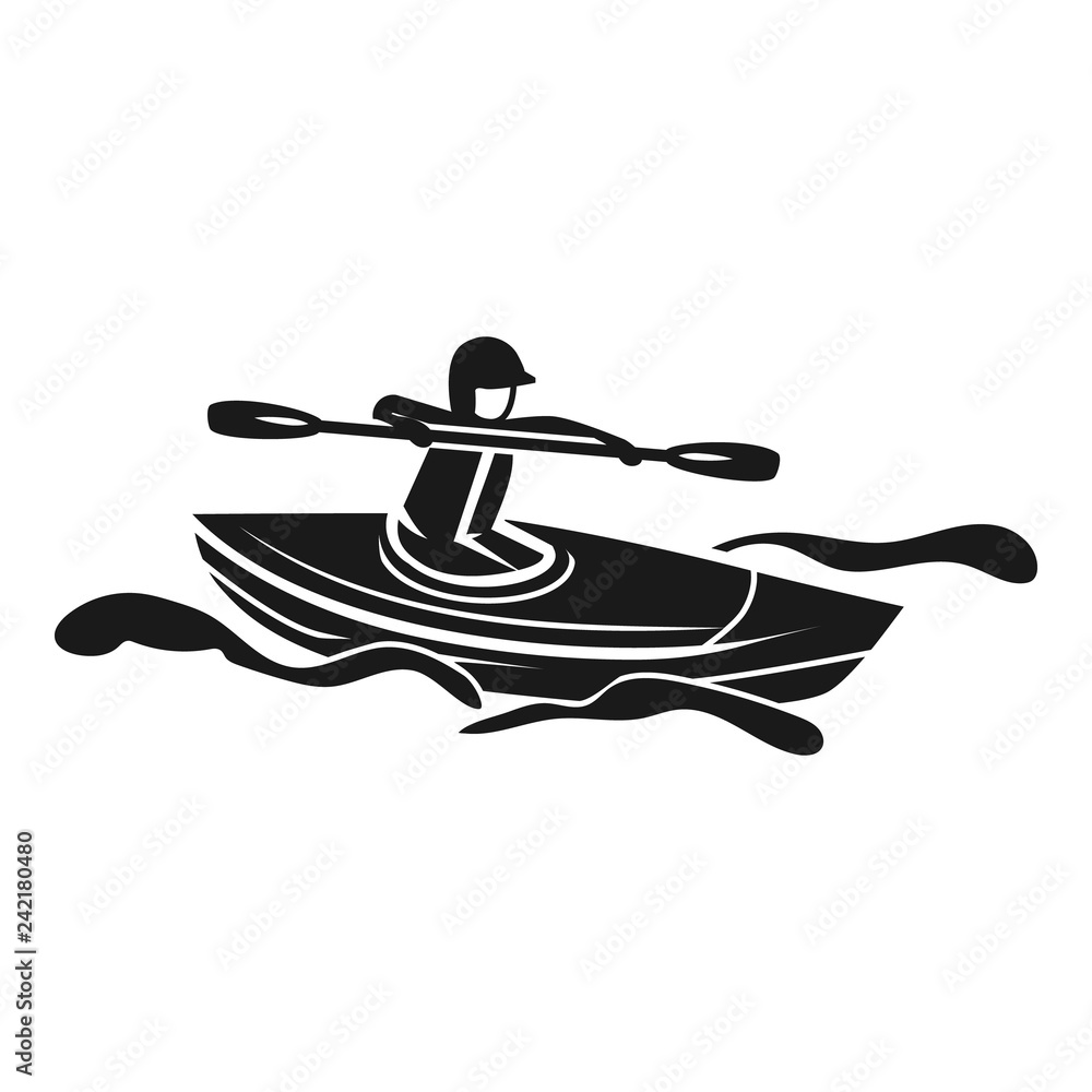 Poster man in a kayak icon. simple illustration of man in a kayak vector icon for web design isolated on wh