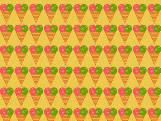 ice cream pattern on yellow background