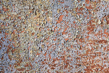 Cracked painted wall. Old peeled paint background