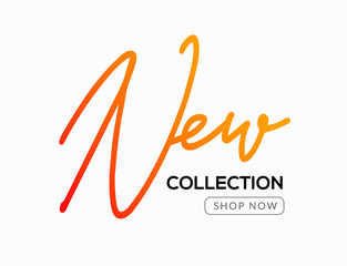 New collection logo advertising banner. New sign promotion design text sale