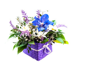 Valentines Day concept. Beautiful bouquet of spring flowers on white isolated background. 