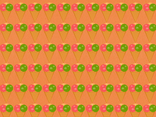ice cream pattern on red background