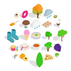 Street cafe icons set. Isometric set of 25 street cafe vector icons for web isolated on white background