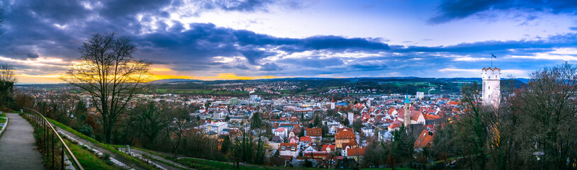 Ravensburg Panorama mit Mehlsack im Herbst - obrazy, fototapety, plakaty