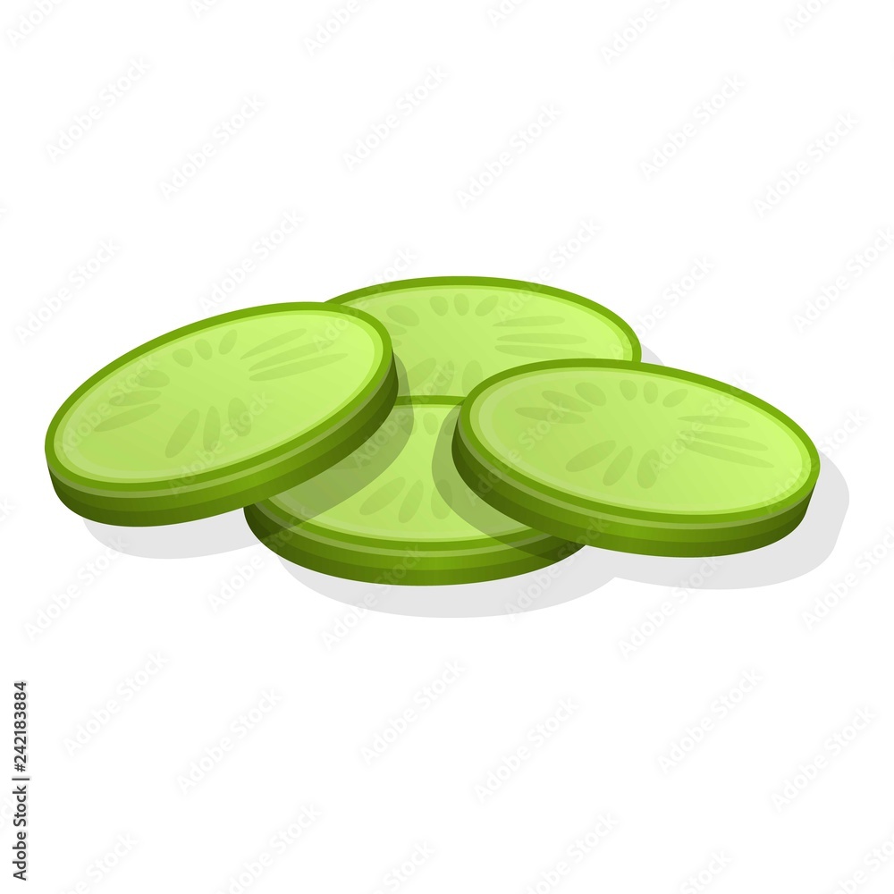 Poster fresh cutted cucumber icon. cartoon of fresh cutted cucumber vector icon for web design isolated on 