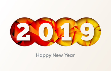 Happy new year 2019 numbers design . 2019 greeting card banner