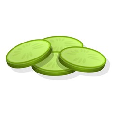 Fresh cutted cucumber icon. Cartoon of fresh cutted cucumber vector icon for web design isolated on white background