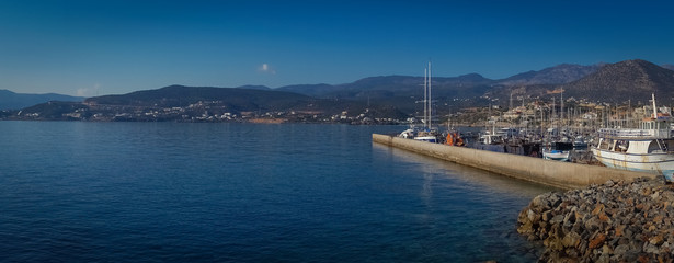 Agios Nikolaos, Crete - 10 01 2018: The city of Agios Nikolaos. View of the sea