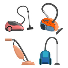 Vacuum cleaner icon set. Cartoon set of vacuum cleaner vector icons for web design