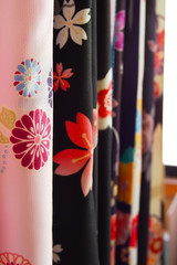The beauty of the fabric for sewing Yukata Hanging in stores in Japan