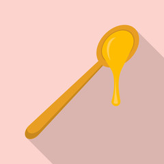 Honey spoon icon. Flat illustration of honey spoon vector icon for web design