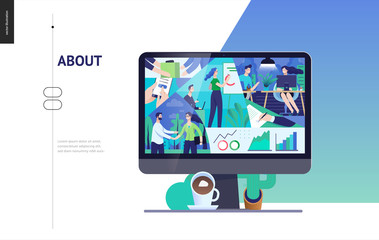 Business series, color 3- about company, office life -modern flat vector concept illustration of a company employees in workspace. Business workflow management. Creative landing page design template