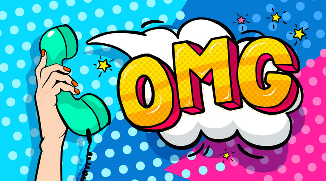 OMG Word Bubble In Pop Art Comics Style.