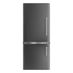 Black fridge icon. Realistic illustration of black fridge vector icon for web design