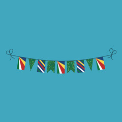 Decorations bunting flags for Seychelles national day holiday in flat design. Independence day or National day holiday concept.