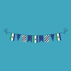 Decorations bunting flags for Lesotho national day holiday in flat design. Independence day or National day holiday concept.